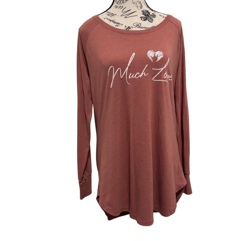 District Perfect Tri Much Love ASL Graphic Long Sleeve T-Shirt Mauve Women's XL
